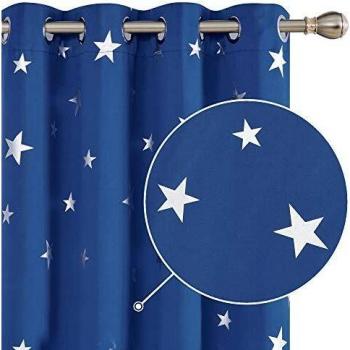 Deconovo Tende per Cameretta Bambini Stelle Stampate 132x160 CM