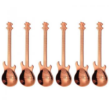 Guitar-Shaped Gold Stainless Steel Spoon Set for Coffee and Tea