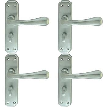 Heavy Duty Bathroom Handle Kit (4 Pairs) – 180 × 40 mm Satin Chrome Backplate