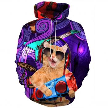 Coole Freitagsparty mit Katzenmuster – Slim Fit Hoodie