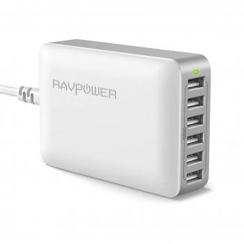 Cargador USB RAVPower 6-Puertos para HTC y LG