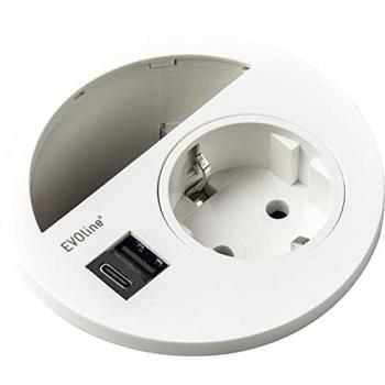 Circle 80 Smart‑Socket mit USB‑A + USB‑C Ladeanschluss – Weiß (Evoline)