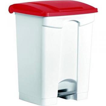 Helit Tret-Abfalleimer, the step, 70 Liter, weiß/rot