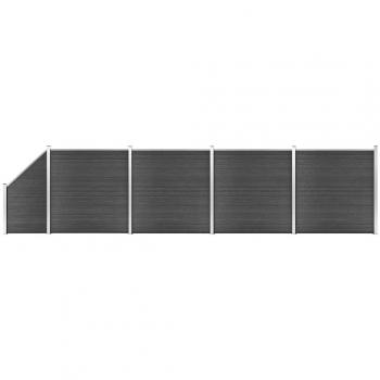 Conjunto de Painéis de Vedação WPC Preto 792x(105-186) cm