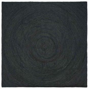Large Square Jute Rug in Dark Grey – 3ft × 3ft