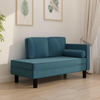 Sdraio Blu in Velluto con Cuscini e Capezzale