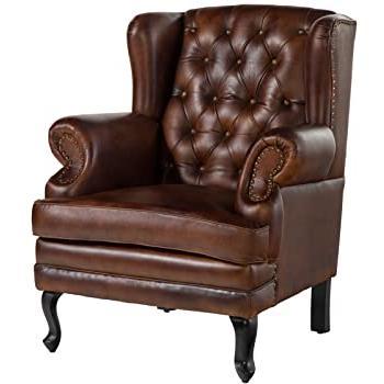 Canapé cuir brun 3 places Chesterfield 88x80 N° 101