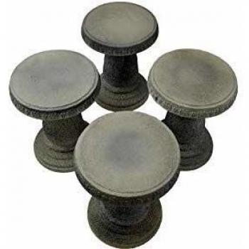 Vintage Stone Mushroom Seating – 4 Stool Set