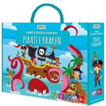 Libro e Puzzle Fantasy Pirati e Kraken con Puzzle Sagomato a Colori