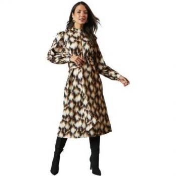 Keyhole Mid‑Length Valerie Dress – Abstract Print, UK 12, Black