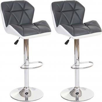 Tabourets de bar synthétiques gris et blanc