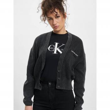 Cardigan Donna Logo Lavato Calvin Klein Bianco Regular Fit