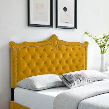 Lika King Size Headboard with Mustard Plush Strutting and 26 inches