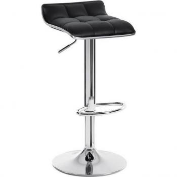 Tabouret de Bar WOLTU en Cuir Noir et Acier
