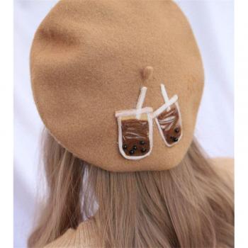 Gorro de Piel Boina con Lazo Manos B1612