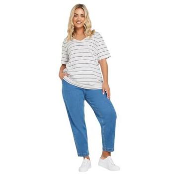 V‑col Yours Curve T‑shirt rayé, coton pur – EU 42 (UK 14) – Blanc