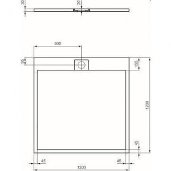 Ideal Standard Flat S i.life Quadrat-Brausewanne, 1200x1200x30mm, T5242, Farbe: Sandstein