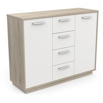 Buffet de rangement Léo 2 portes 4 tiroirs – Neige naturelle