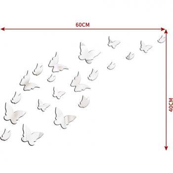 Adhesivo pared espejo mariposa 3D 60x40CM