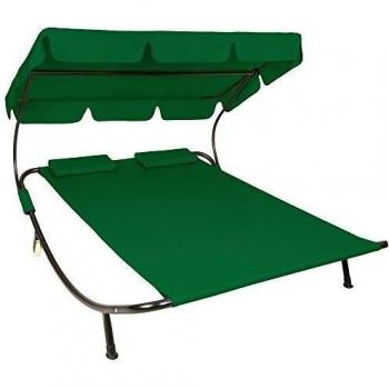 Tumbona doble de metal con parasol y fácil montaje