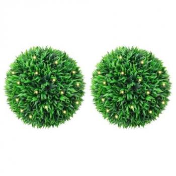 Set di sfere di bosso LED – 2 pezzi color verde – 47 centimetri