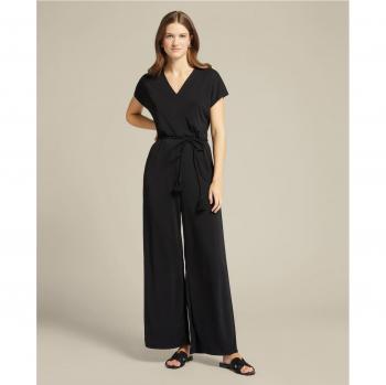 Elena Mirò, Size M Crepe Jersey Jumpsuit with V-Neck, Black, Female