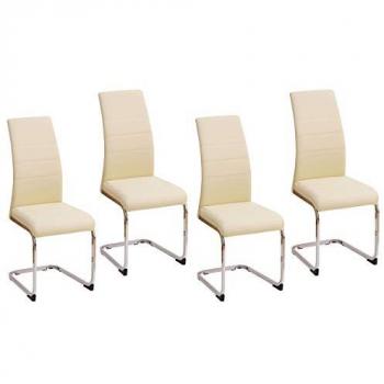 HTI‑Living Esszimmerstühle “SallyC” – 4‑teiliges Set aus Kunstleder, beige