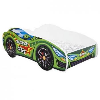 Cama para niños coche de carreras verde 80x160 cm