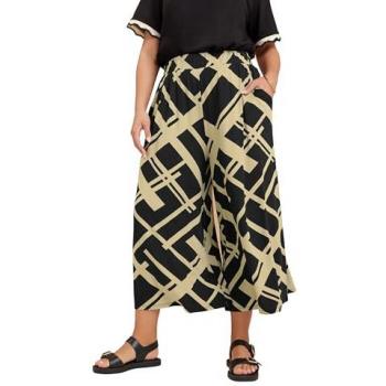 Yours – Plus Size Midaxiculottes in Schwarz mit geometrischem Design