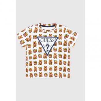 Camisa Guess en tonos azul, marrón y blanco con estampa completa