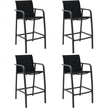 Chaises de bar extérieures 4 pcs Noir Textilène