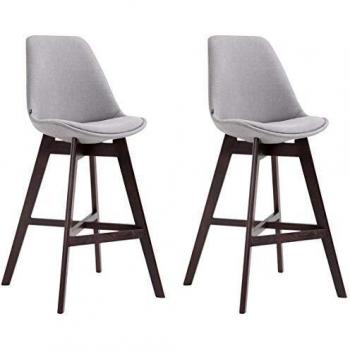Cannes Tissu tabourets bar hautes, repose-pieds inclus – set de 2 – couleur gris cappuccino