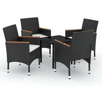 Ensemble de repas de jardin avec coussins noir