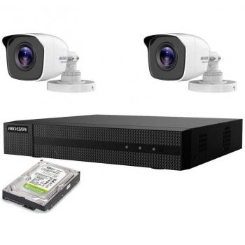 Pacchetto Sorveglianza Hikvision 2MP PoE: NVR 4CH + 2 Telecamere 500GB ColorVu