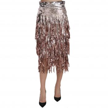 Dolce & Gabbana Fringe Sequin Midi Pencil Skirt