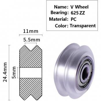 CojeRueda 3D: policarbonato + POM 625zz/rs en ranura V para impresoras 3D