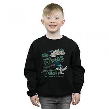 Jongens Disney – “Wie Is Bang” Sweatshirt met Drie Kleine Varkens (Zwart)
