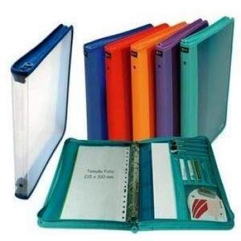 FRAGA CARPETA A4 4 ANILLAS PP CON CREMALLERA ZIPPER COLORES SURTI SIN COLECCION