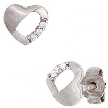 Jobo Damen Ohrstecker Herz 925 Sterling Silber mit Zirkonia