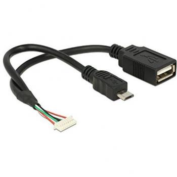 A + Micro‑B USB‑Kabel mit 8‑Pin‑Pinheader (Delock, 15 cm)