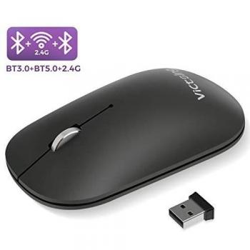 Bluetooth 5.0 / 3.0 / 2.4 G VicTsing Flache Maus mit Metallrad