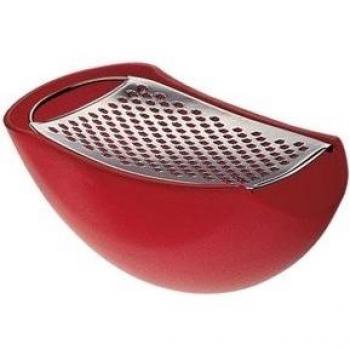 Alessi Käsereibe PARMENIDE Reibe mit Käsedose rot, Edelstahl 18/10, thermoplastisches Harz