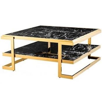 Casa Padrino Art Deco Luxus Couchtisch Kunstmarmor Gold Finish