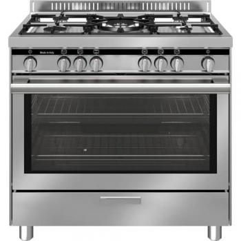 GLEM_GAS CUC. ST965VI INOX 90x60 4f gas+1 tripla corona da 4 KW, forno gas, classe A, 8cotture
