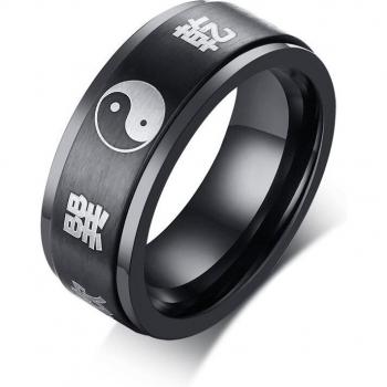 ZORCVENS Ring Noir 8 mm – Acier Inox – Gravure Personnalisée
