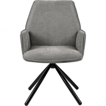 Asiento Rotativo Gris Claro con Soporte de Acero Negro
