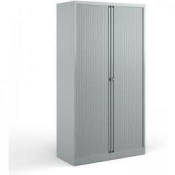 Bisley Lockable Steel & Aluminium Tambour Cupboard, 1000 x 470 x 1970mm, Silver