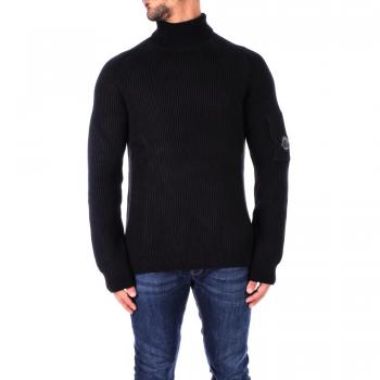 C.P. Company Black Turtleneck Sweater for Men, Ribbed, Size XL