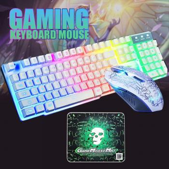Set PC/Console Blanc Rétro‑Éclairé 104