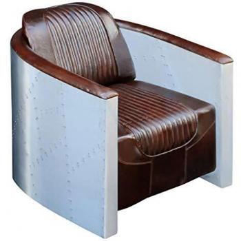 Sedia a Pozzetto in Vera Pelle Color Marrone Scuro
